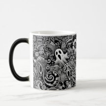Intrikiertes Halloween-Doodle-Muster mit dunklen S
