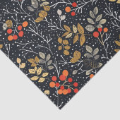 Intrikiertes Leaf- und Berry-Muster auf schwarz Seidenpapier (Detail)