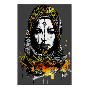 Intrikiertes Portrait der Stammesfrauen Poster