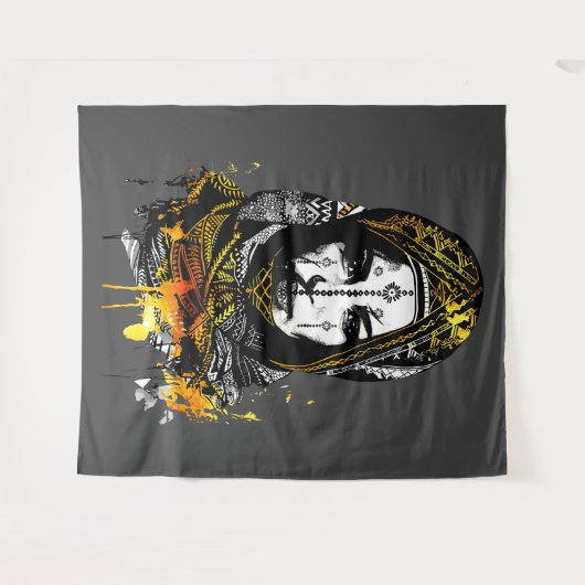 Intrikiertes Portrait der Stammesfrauen Wandteppich (Vorderseite (Horizontal))