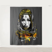 Intrikiertes Portrait der Stammesfrauen Wandteppich (Vorderseite)