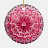 Intrikiertes rosa Blumenmuster Keramik Ornament (Hinten)