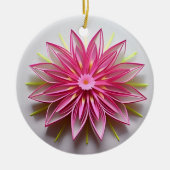 Intrikiertes rosa Blumenmuster Keramik Ornament (Vorne)