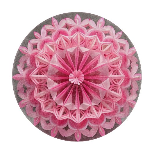 Intrikiertes rosa Blumenmuster Schneidebrett (Vorderseite)