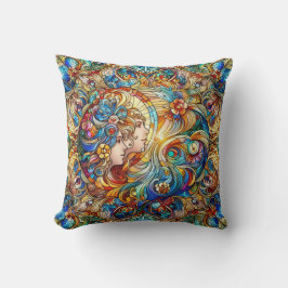 Intrikiertes und farbiges gestanztes Glas Kissen