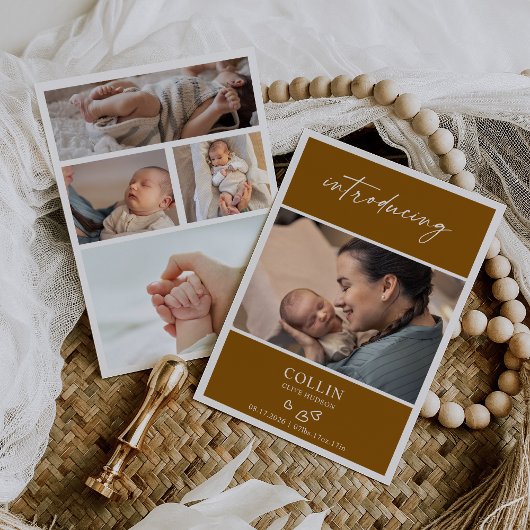 Introducing Baby Photo Collage Announcement Card Einladung