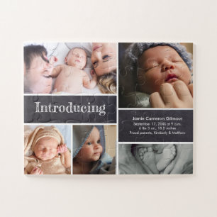 Introducing Baby Photo Collage Birth Announcement Puzzle