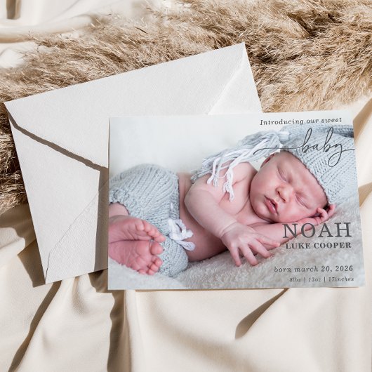 Introducing Our Sweet Baby Photo Announcement Card