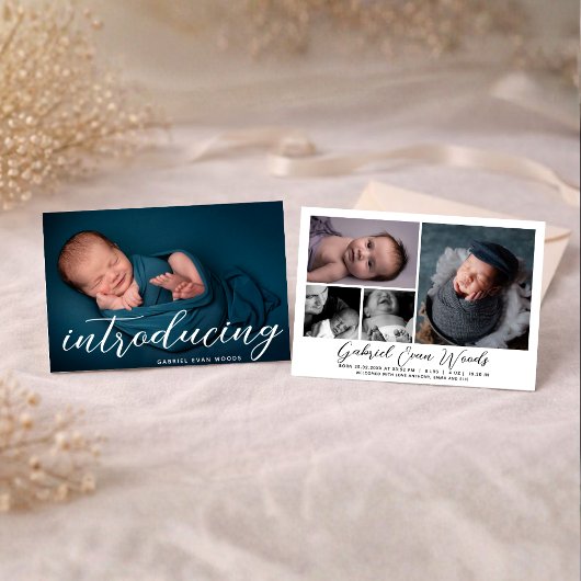 Introducing Personalized Name Photo Collage Birth Ankündigung