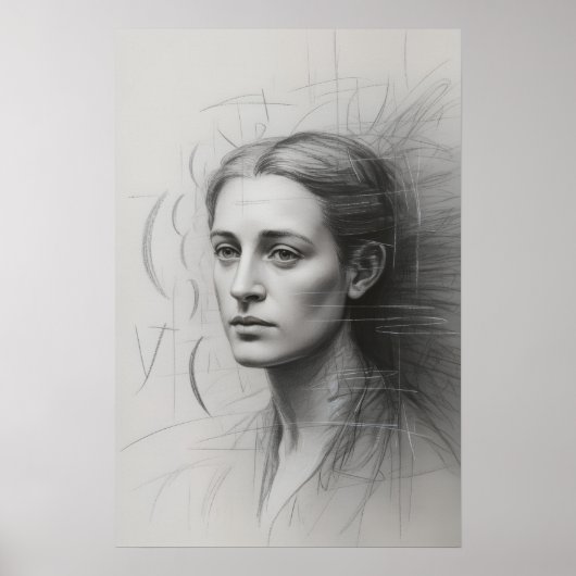 Introspektive Studie: Graphit-Porträt Poster (Vorne)