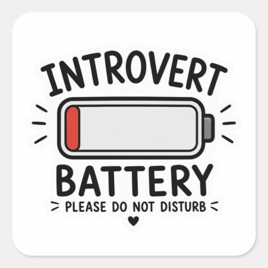 Introvert Batterie Bitte Nicht Stören Aufkleber (Vorderseite)
