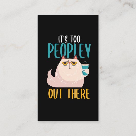 Introvert Cat Funny introvertiert Kaffeetrinker Visitenkarte (Vorderseite)