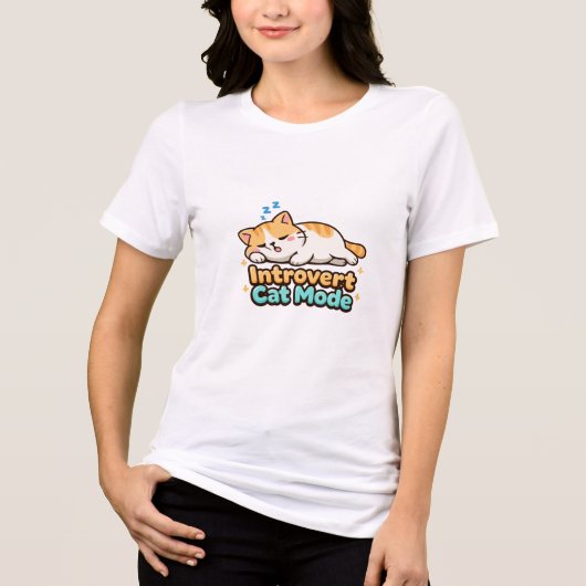 Introvert Cat Mode Funny Tri-Blend Shirt (Vorderseite)