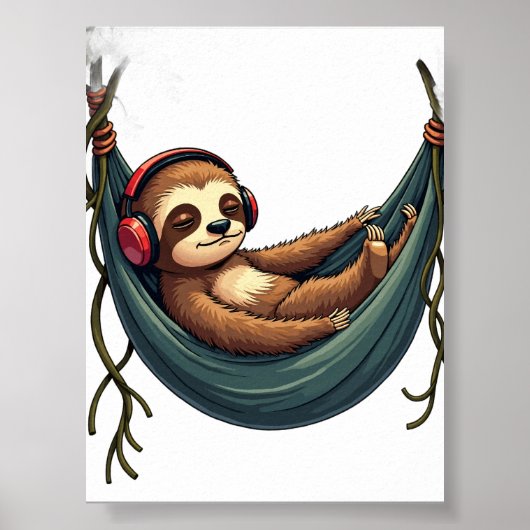 Introvert Faultier Geräusche Abschirmende Kopfhöre Poster (Vorne)