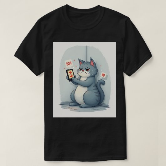 Introvert Feed Refresh Avoidance Funny Cat Sticker T-Shirt (Design vorne)