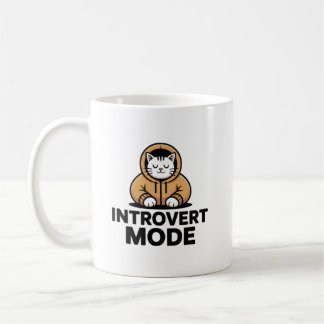 Introvert Mode Cat Mug–Cozy Minimalist Coffee Cup Kaffeetasse