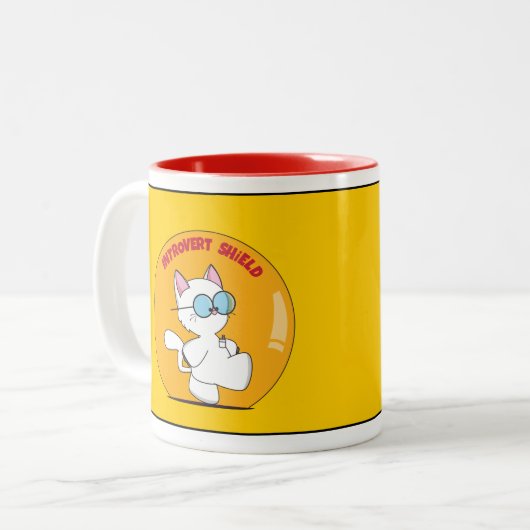 Introvert Schild Zweifarbige Tasse (Vorderseite Links)