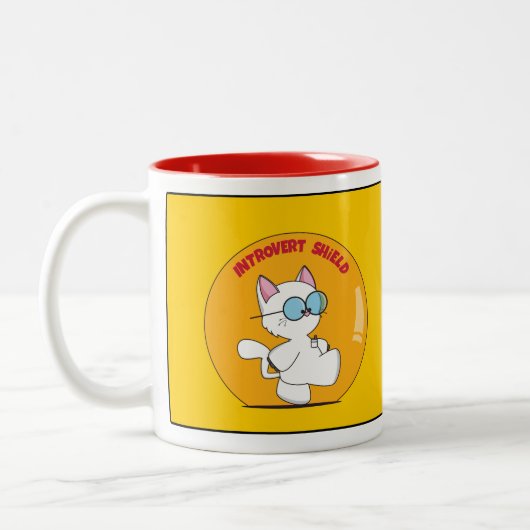 Introvert Schild Zweifarbige Tasse (Links)