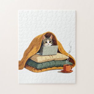 Introvert Überlebensmodus Katzen-Decken-Fort-Aufkl Puzzle