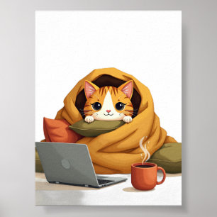 Introvert Überlebensmodus Katzen-Decken-Fort Lapto Poster