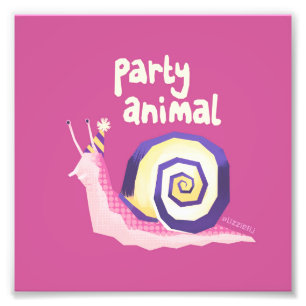 Introvertebrates rosa Party Schnecke kleine Kunstd Fotodruck