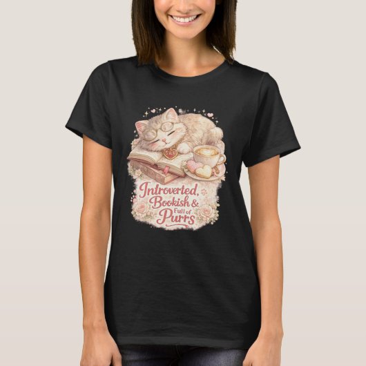 Introverted Bookish & Purrs Cat Shirt – Cozy Readi (Vorderseite)