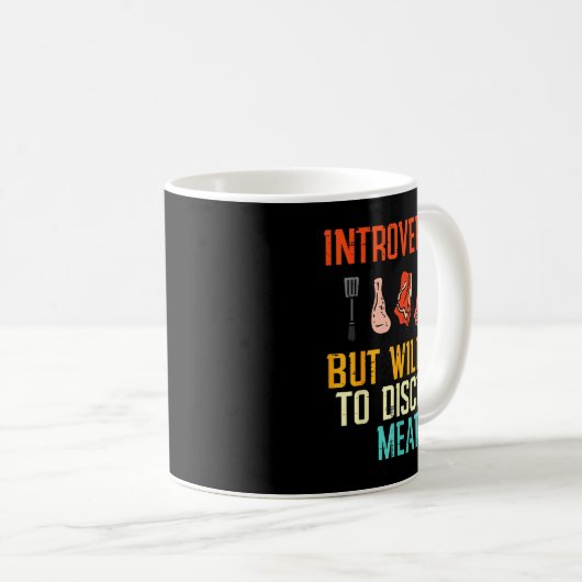 Introverted But Willing Discuss Meat Bbq Barbecue Kaffeetasse (VorderseiteRechts)
