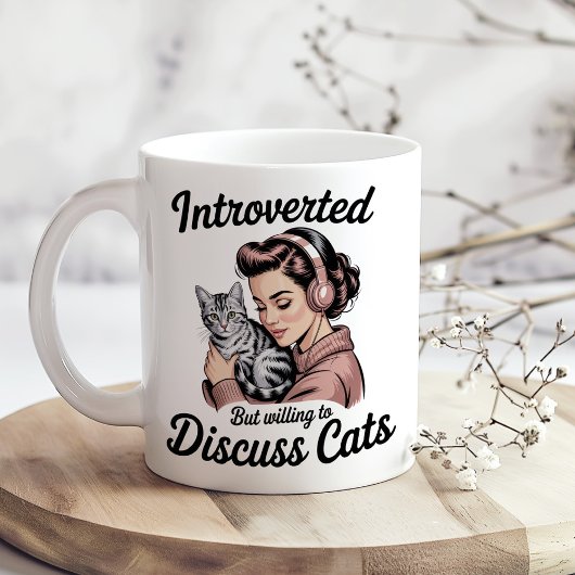 "Introverted But Willing to Discuss Cats" Funny Kaffeetasse