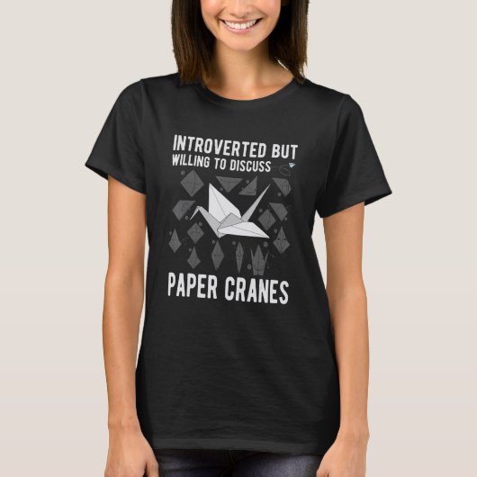 Introverted discuss paper crane folding origami ad T-Shirt (Vorderseite)