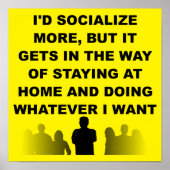 Introvertieren Bleibe auf Zuhause Funny Poster Sig (Vorne)