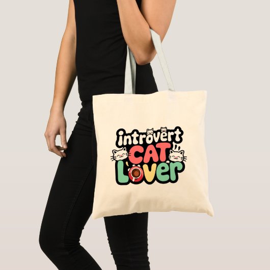 Introvertieren Cat Lover Tote Bag Tragetasche (Vorderseite (Produkt))