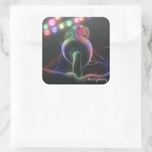 Introvertieren Party Quadratischer Aufkleber (Tasche)