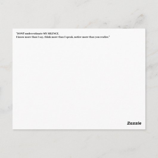 Introvertieren Stille Weisheitszettel Postkarte (Rückseite)