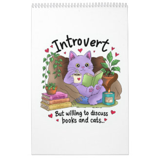 Introvertiert, aber bereit, über Bücher und Katzen Kalender