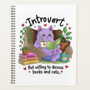 Introvertiert, aber bereit, über Bücher und Katzen Planer