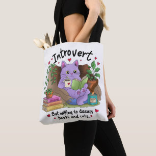 Introvertiert, aber bereit, über Bücher und Katzen Tasche
