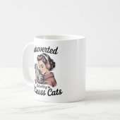 "Introvertiert, aber bereit, über Katzen zu diskut Kaffeetasse (Vorderseite Links)