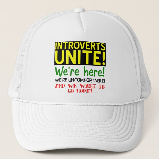 Introvertiert Unite Funny Ball Cap Hat Truckerkappe (Vorderseite)