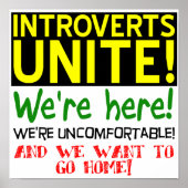 Introvertiert Unite Funny Poster Sign (Vorne)