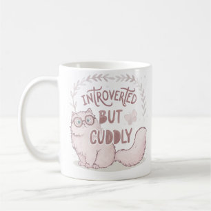 Introvertierte aber Kuschel-Mug – Süßes Rosa Katze Kaffeetasse