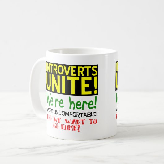 Introvertierte: Verbundene lustige Mug oder Reisem Kaffeetasse (Vorderseite Links)