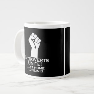 Introvertierte vereint, auf Zuhause, online, lusti Jumbo-Tasse