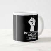 Introvertierte vereint, auf Zuhause, online, lusti Jumbo-Tasse (Vorderseite Rechts)