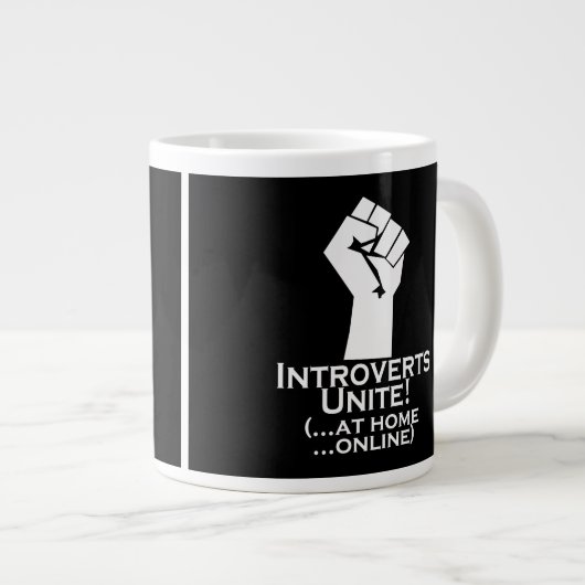 Introvertierte vereint, auf Zuhause, online, lusti Jumbo-Tasse (Vorderseite Rechts)