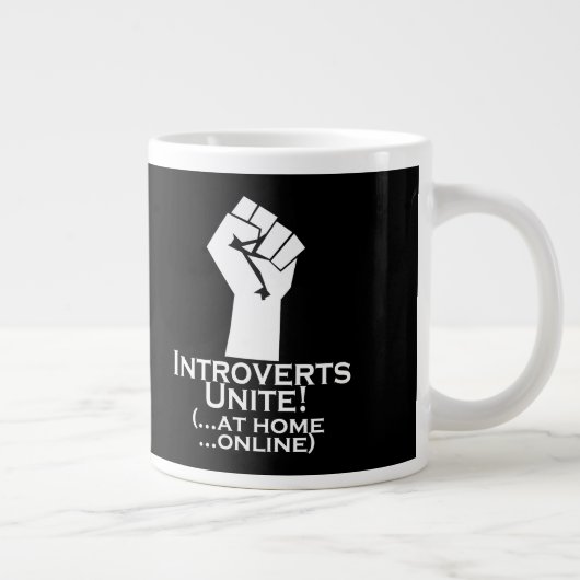 Introvertierte vereint, auf Zuhause, online, lusti Jumbo-Tasse (Rechts)
