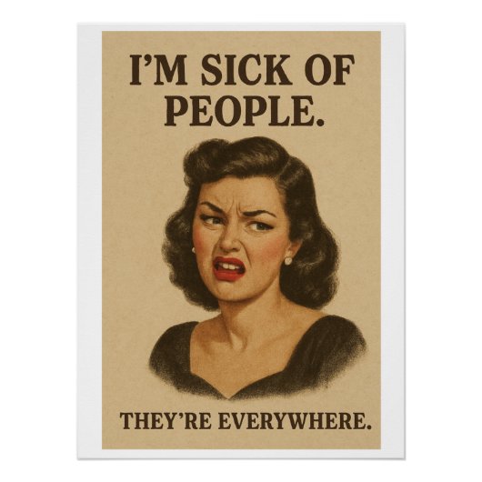 Introvertierte Vintage-Illustration Poster (Vorderseite)