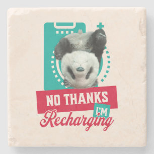 Introvertierter Burnout-Panda Soziale Batterie Des Steinuntersetzer