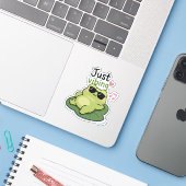 Introvertierter Frosch-Meme-Aufkleber – Einfach gu Aufkleber (Laptop mit iPhone)