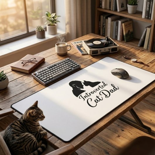 Introvertierter Katzenvater Vintage-Silhouette Min Schreibtischunterlage