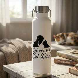 Introvertierter Katzenvater Vintage-Silhouette Min Trinkflasche